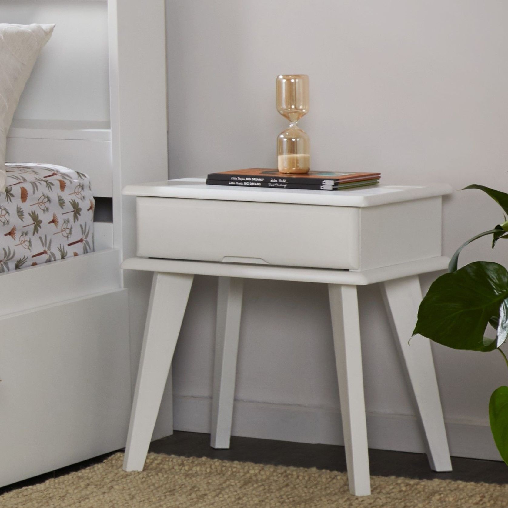 Ari White Bedside Table | Natural Hardwood gallery detail image