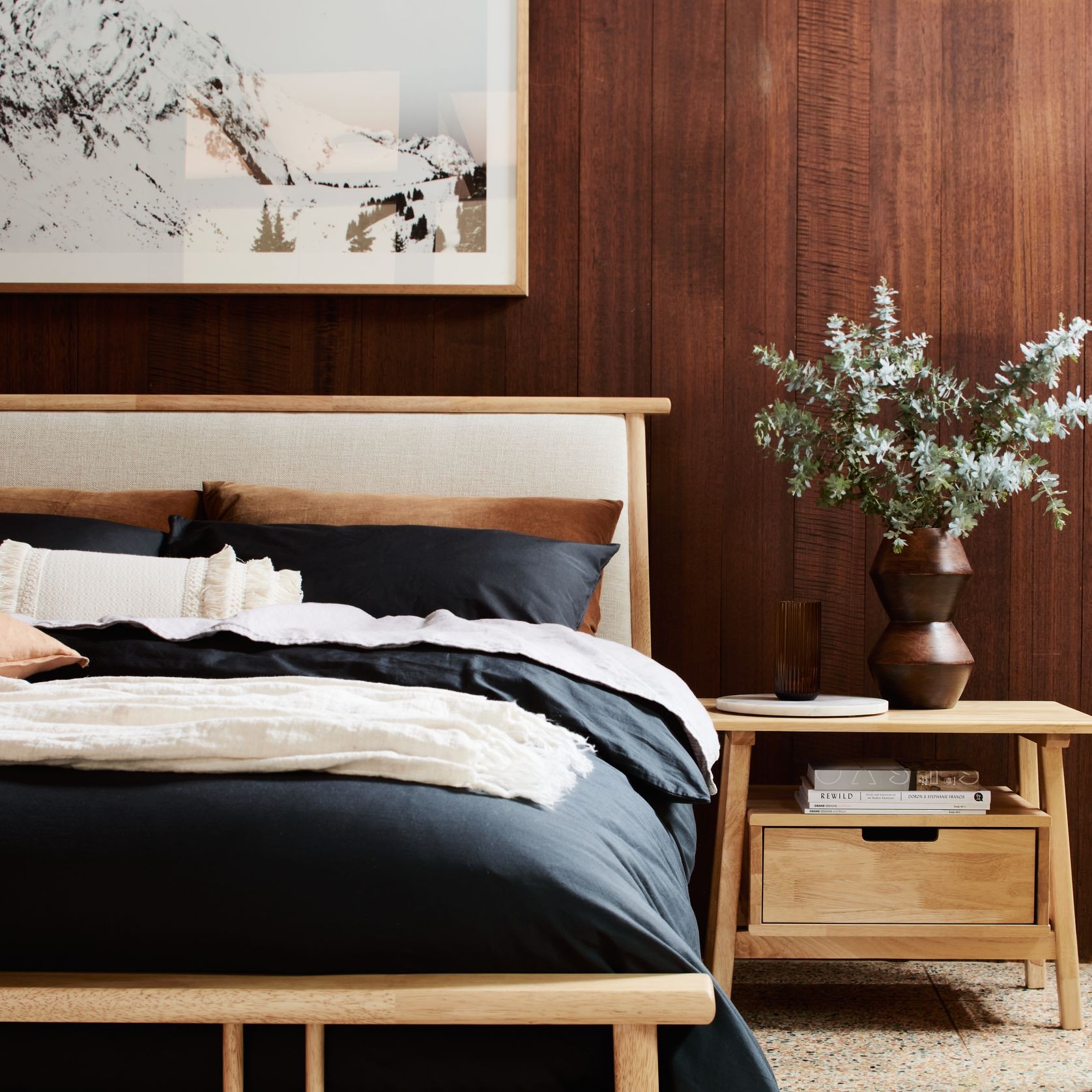 Rome Bedside Table | Natural Hardwood gallery detail image