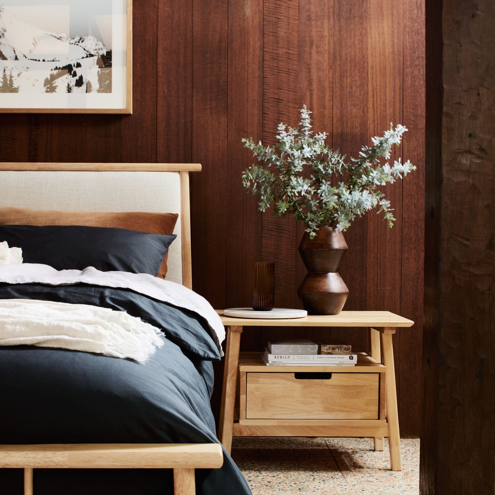 Rome Bedside Table | Natural Hardwood gallery detail image