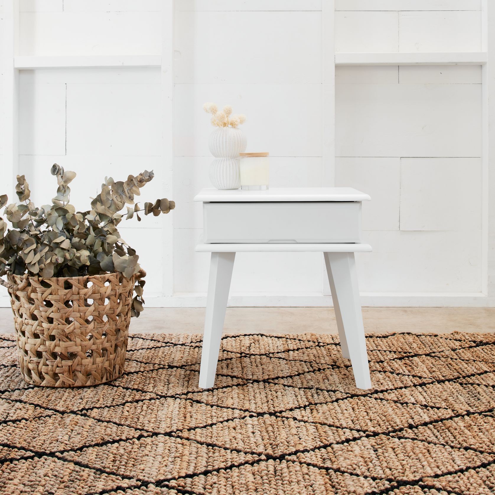 Ari White Bedside Table | Natural Hardwood gallery detail image
