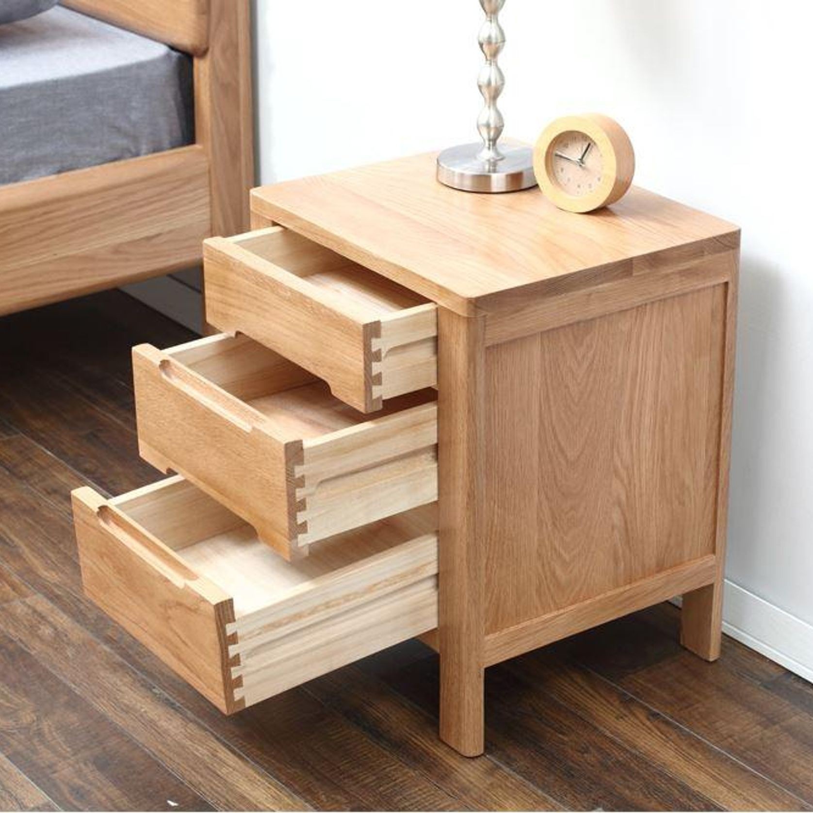 Humbie Natural Solid Oak Bedside Table gallery detail image