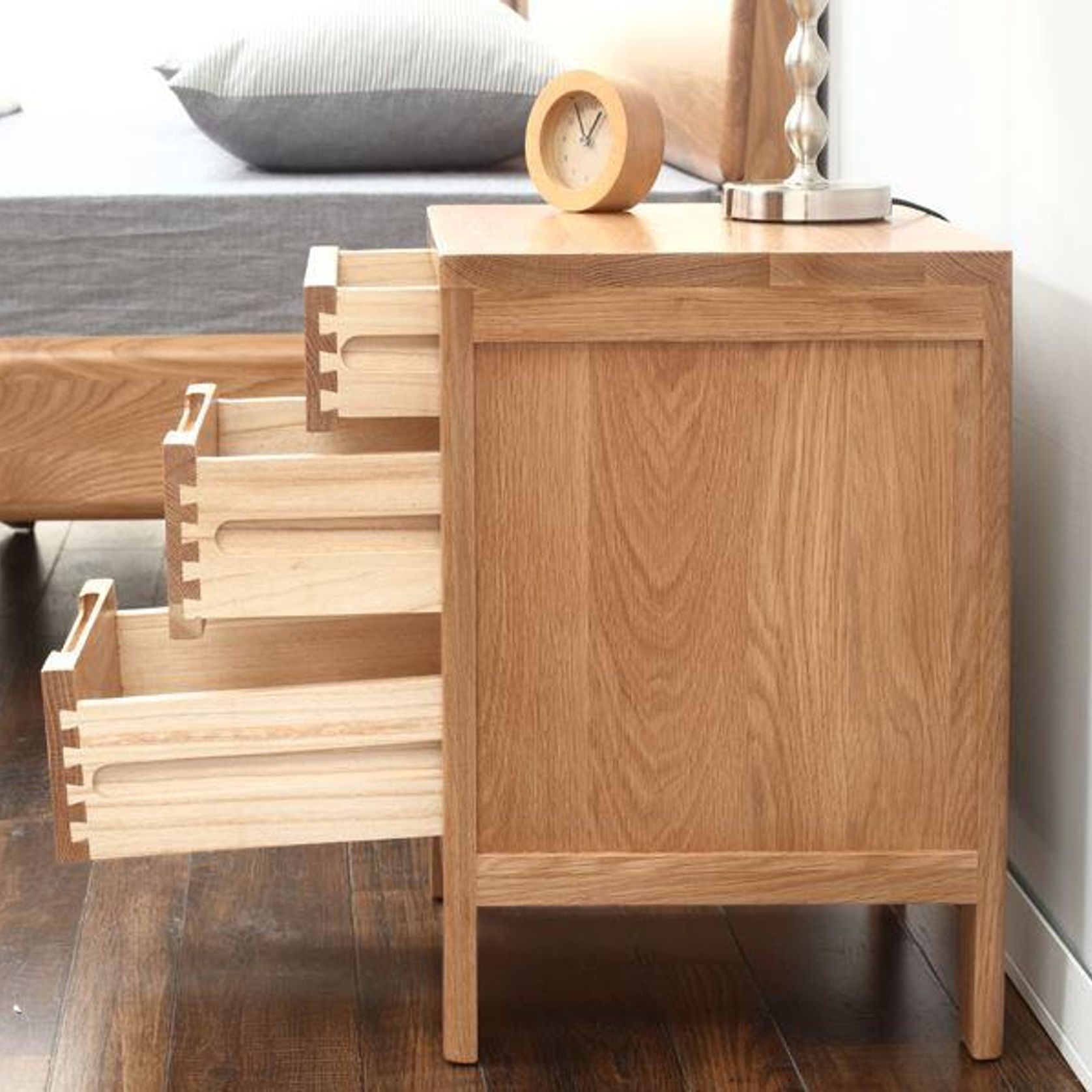 Humbie Natural Solid Oak Bedside Table gallery detail image