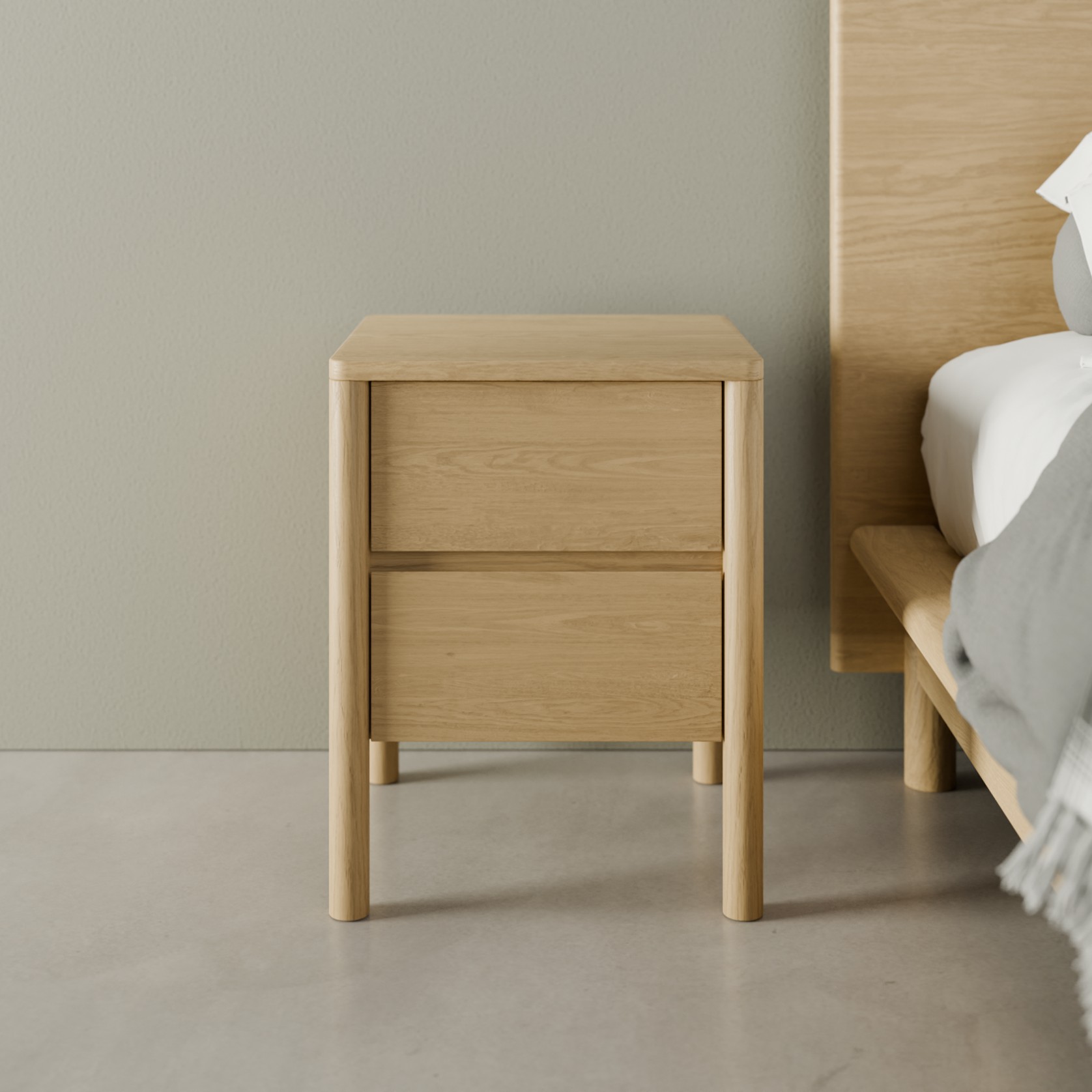 Nordica Bedside Table - Solid Oak gallery detail image