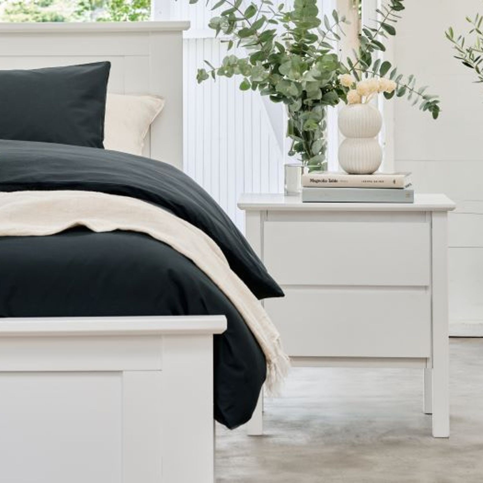 Myer White Bedside Table | Hardwood Frame gallery detail image