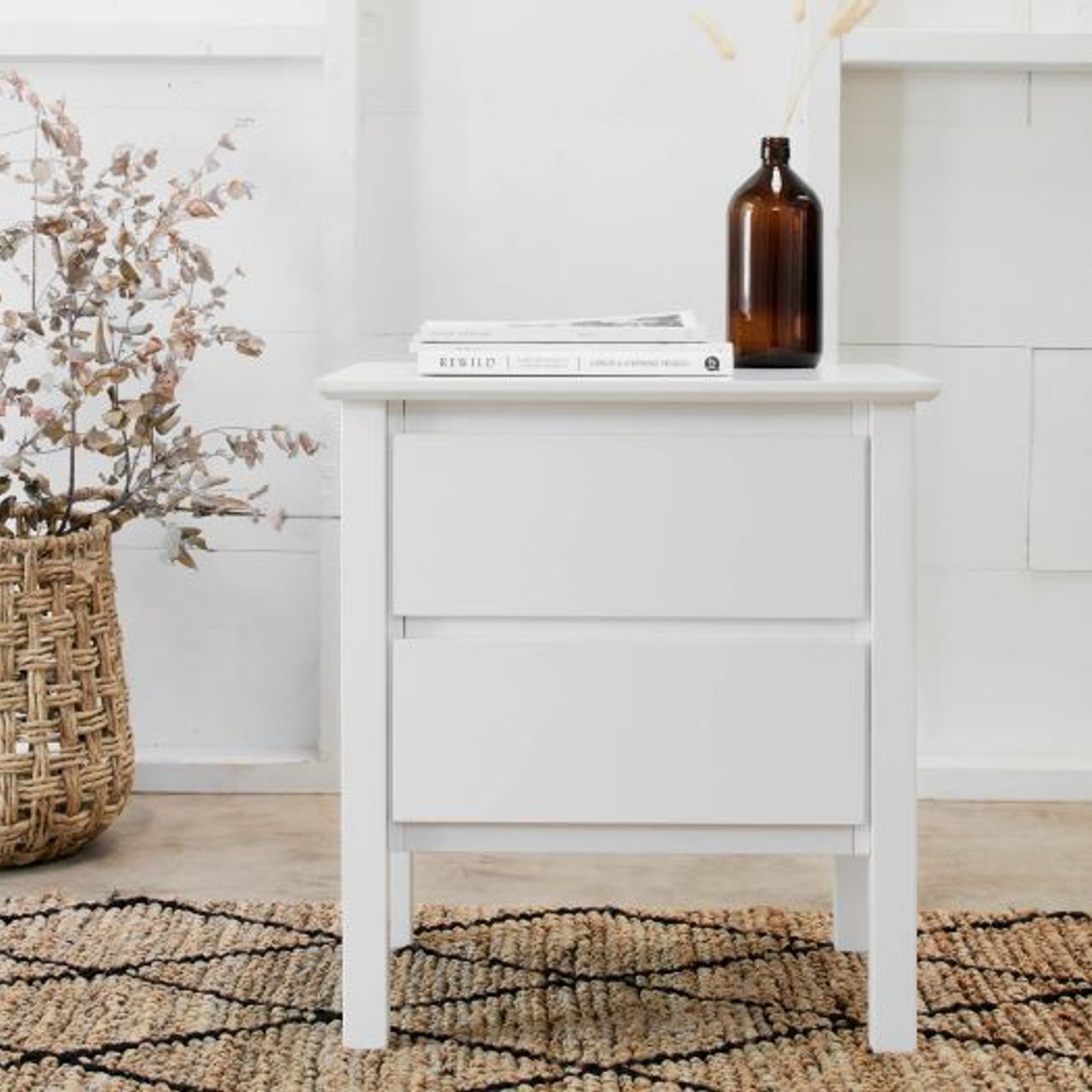 Myer White Bedside Table | Hardwood Frame gallery detail image