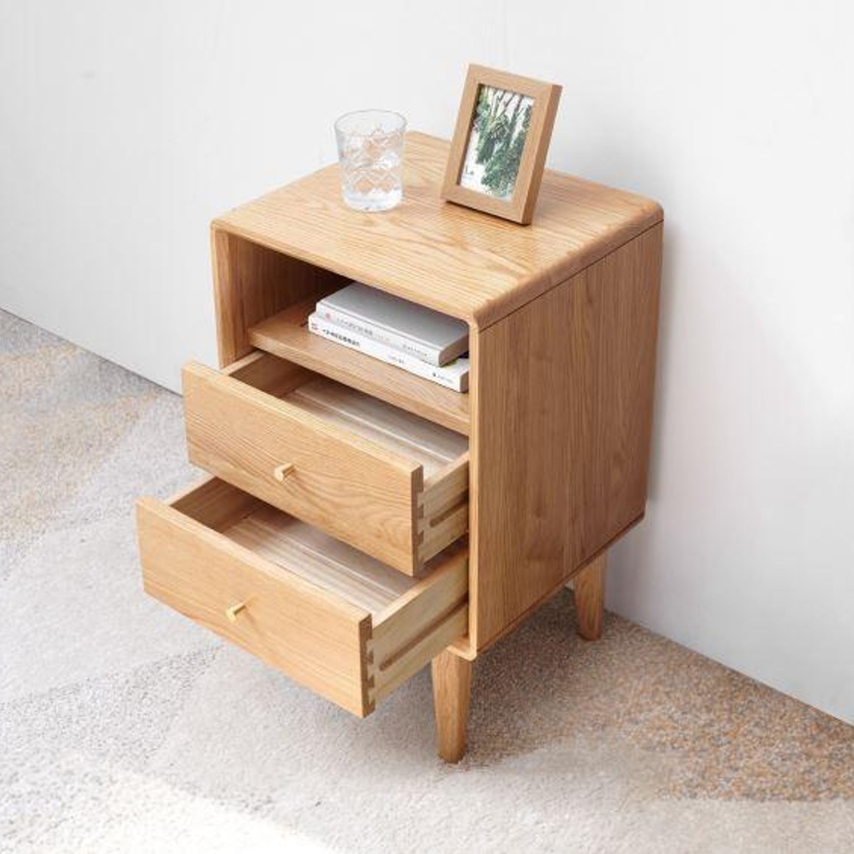 Oslo Natural Solid Oak Bedside Table gallery detail image