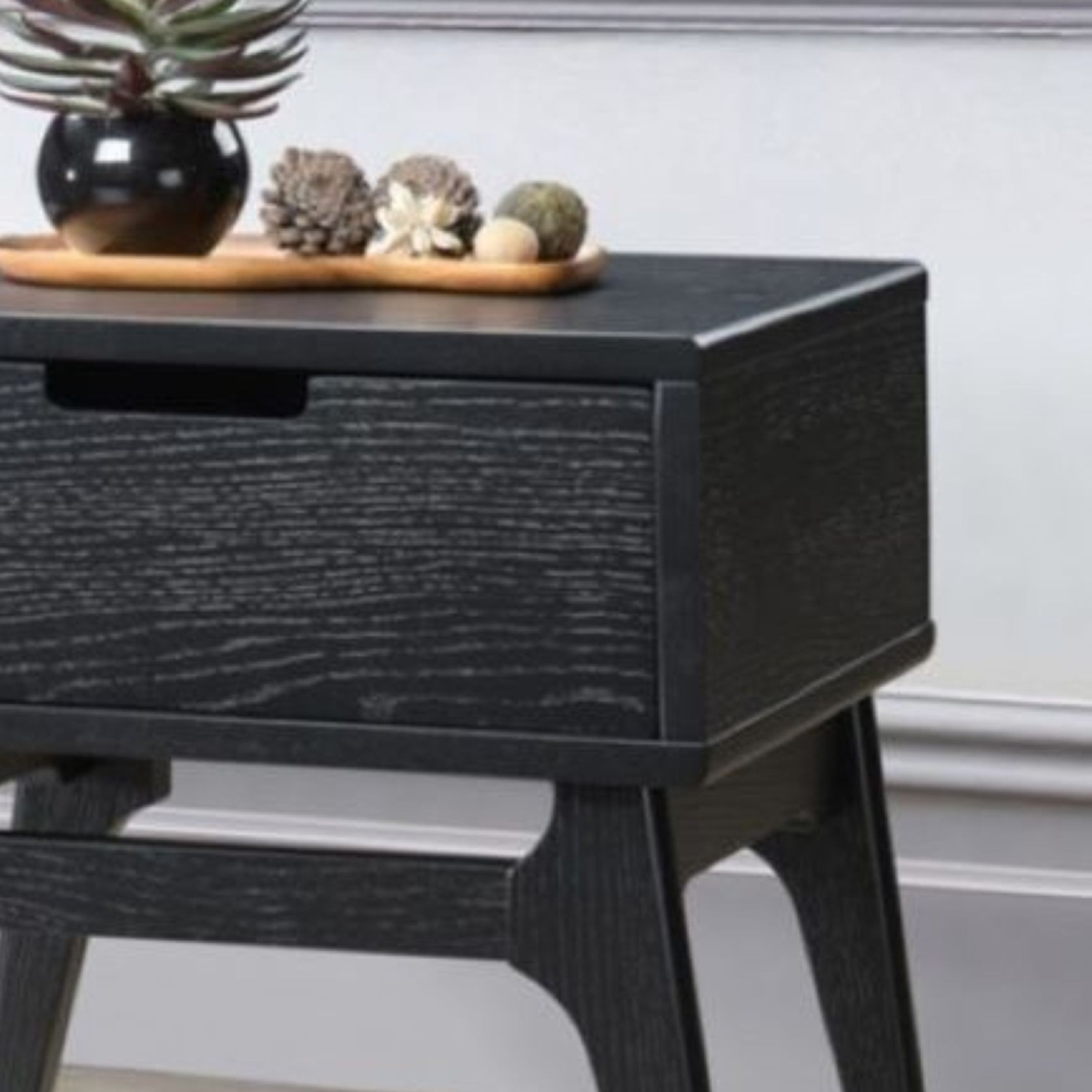 Paris Hardwood Bedside Table | Nightstand | Black gallery detail image