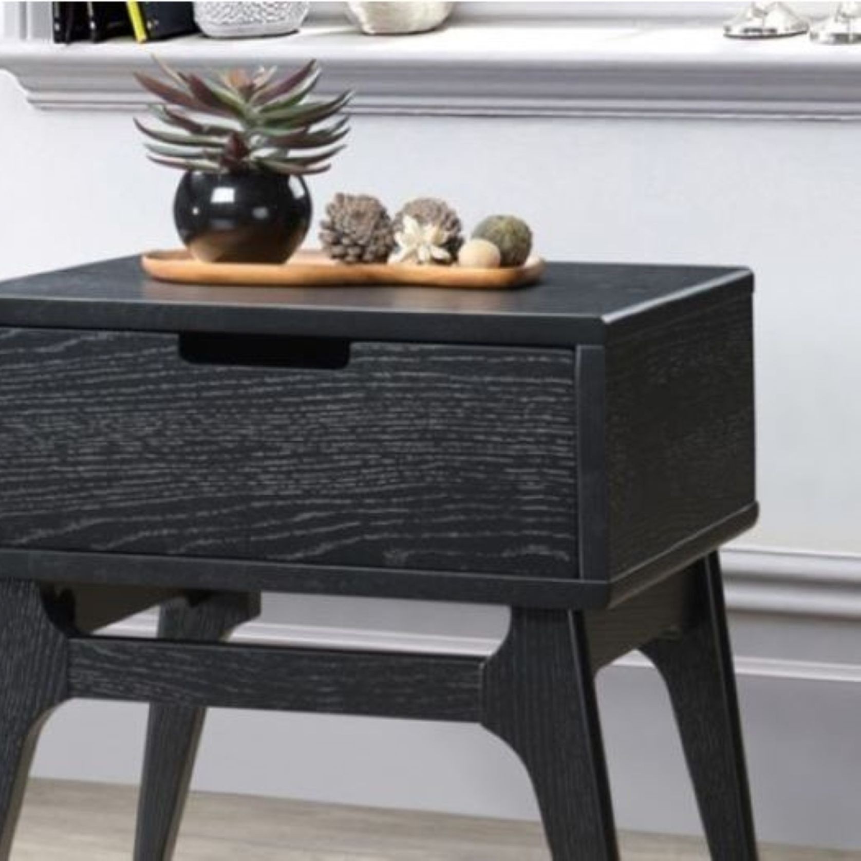 Paris Hardwood Bedside Table | Nightstand | Black gallery detail image