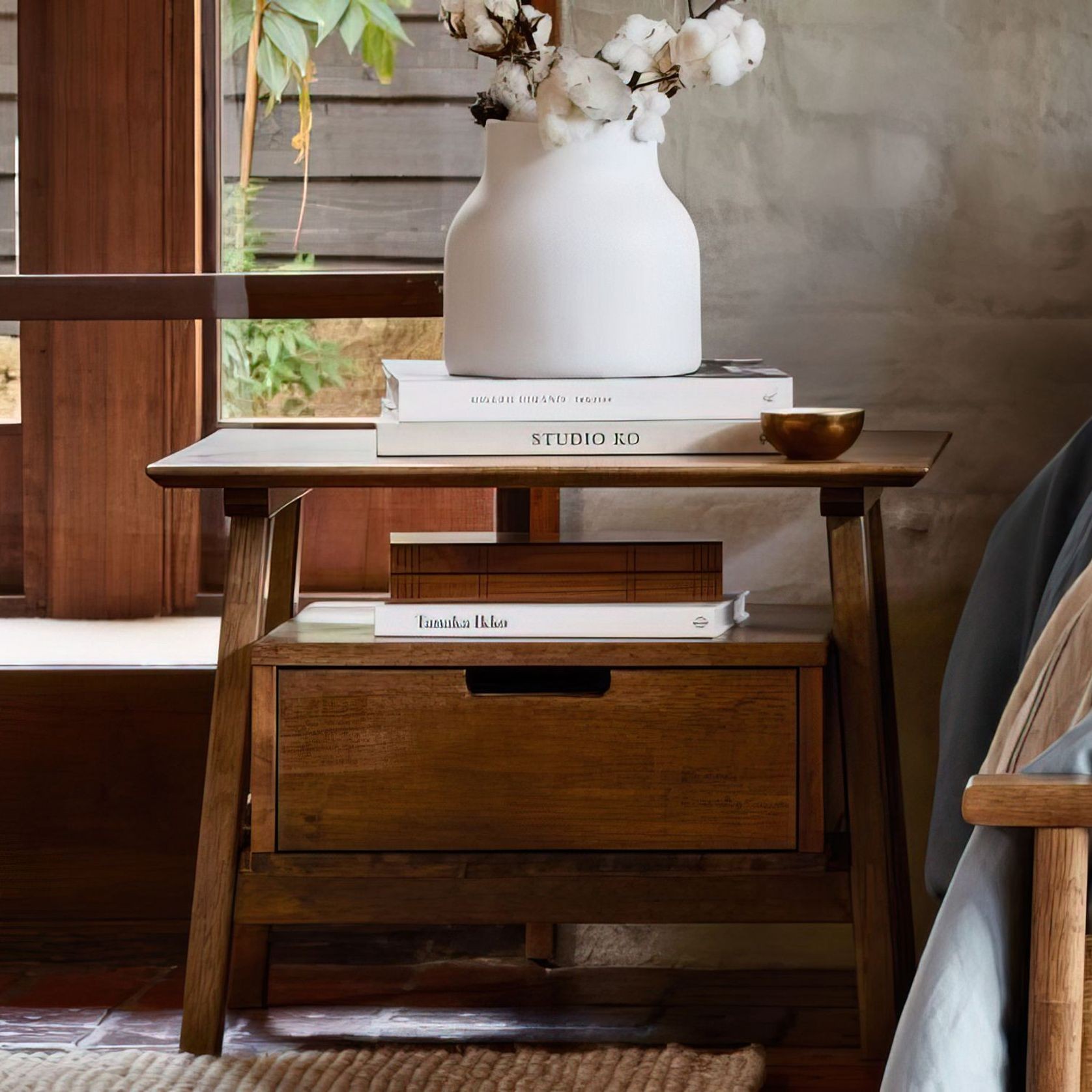 Rome Hardwood Bedside Table | Walnut gallery detail image