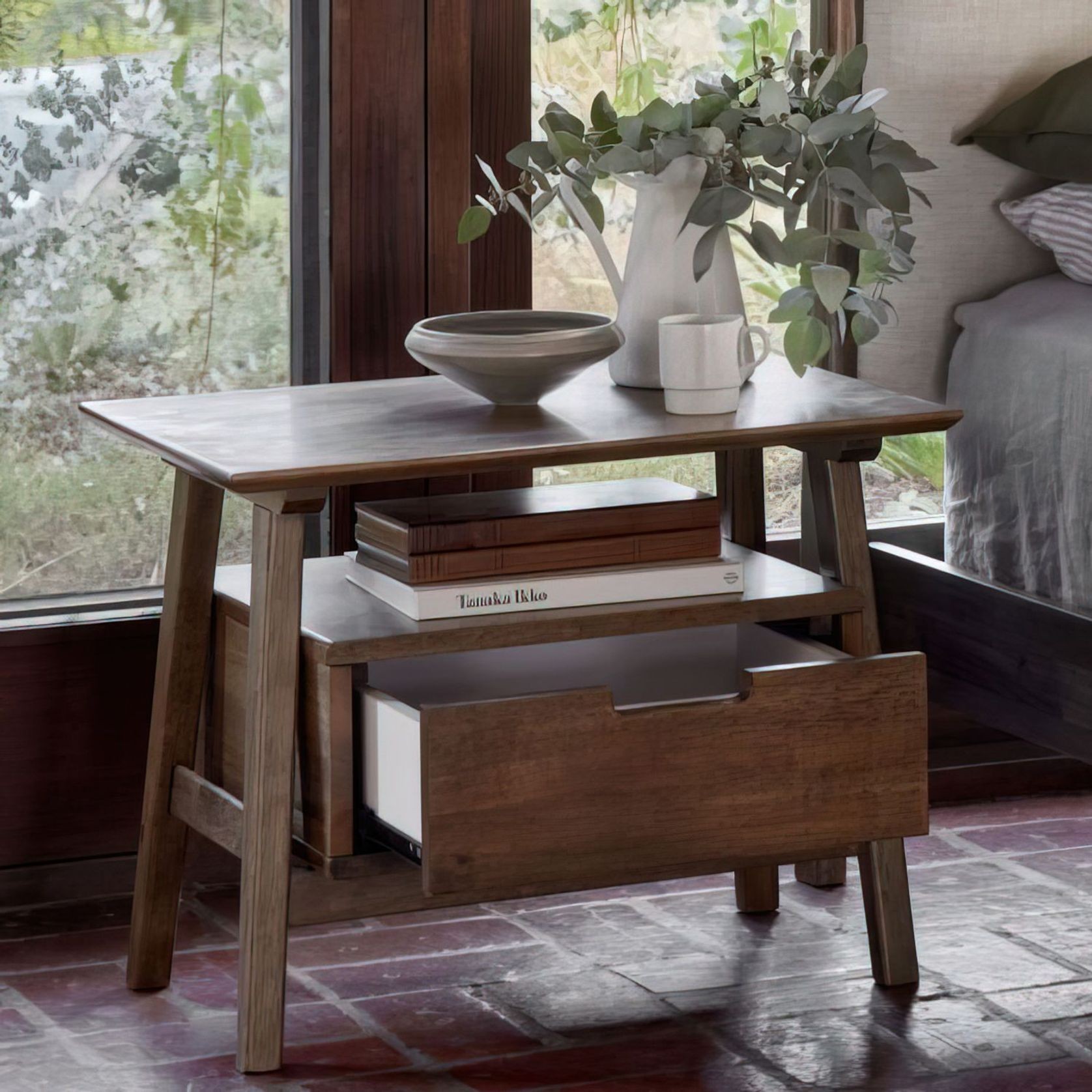 Rome Hardwood Bedside Table | Walnut gallery detail image