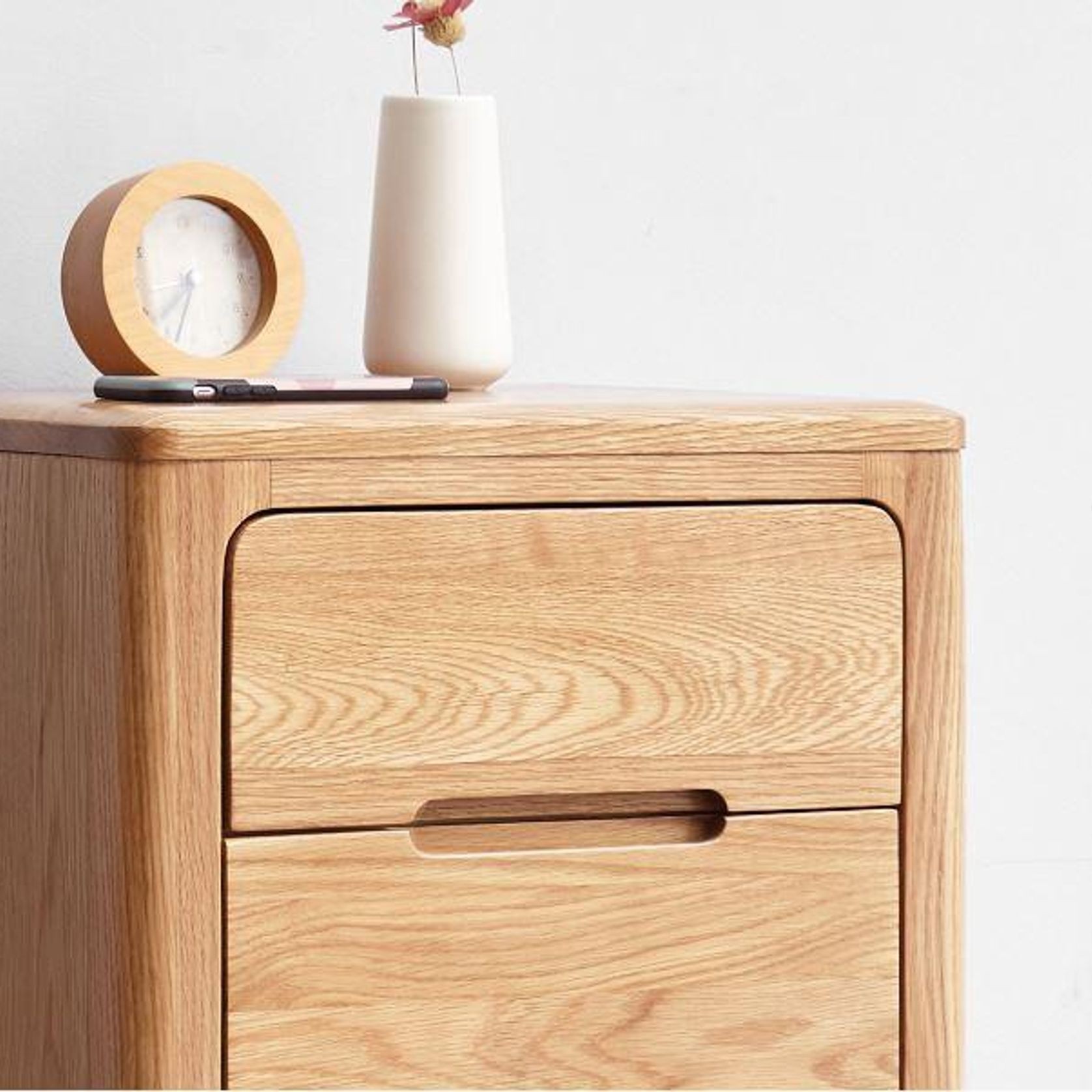 Seattle Natural Solid Oak Bedside Table gallery detail image