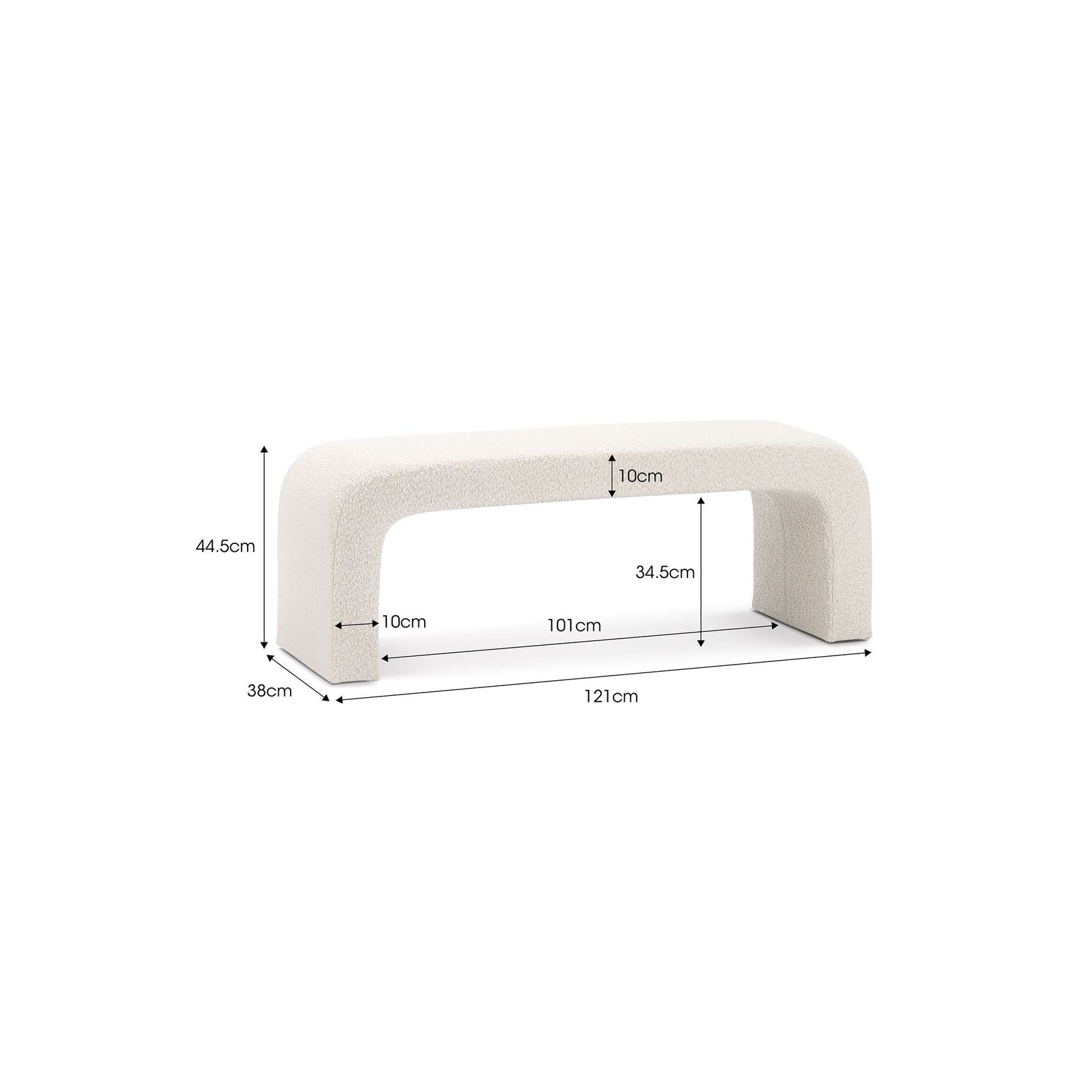 Harper 120cm Arch Bench Seat | Cream Bouclé gallery detail image