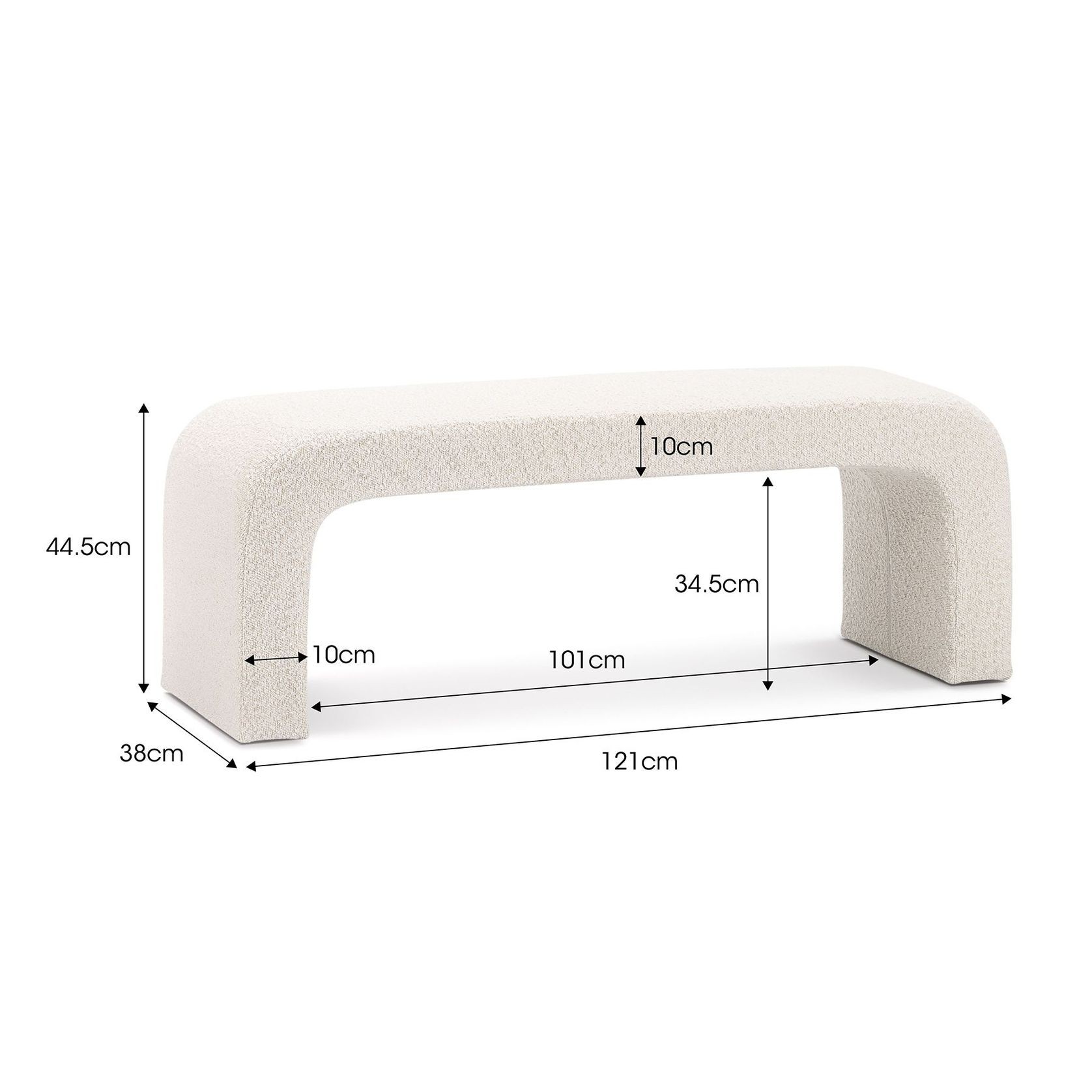 Harper 120cm Arch Bench Seat | Cream Bouclé gallery detail image