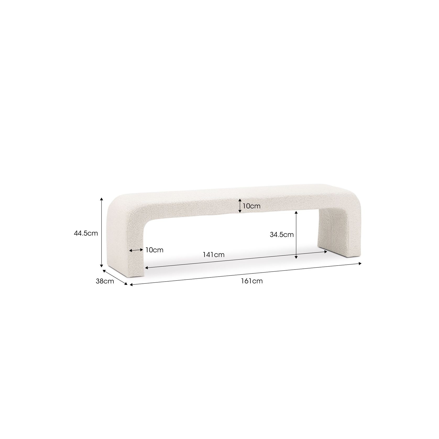 Harper 160cm Arch Bench Seat | Cream Bouclé gallery detail image