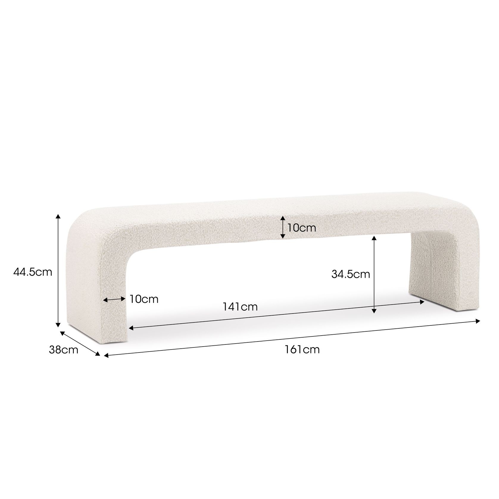 Harper 160cm Arch Bench Seat | Cream Bouclé gallery detail image