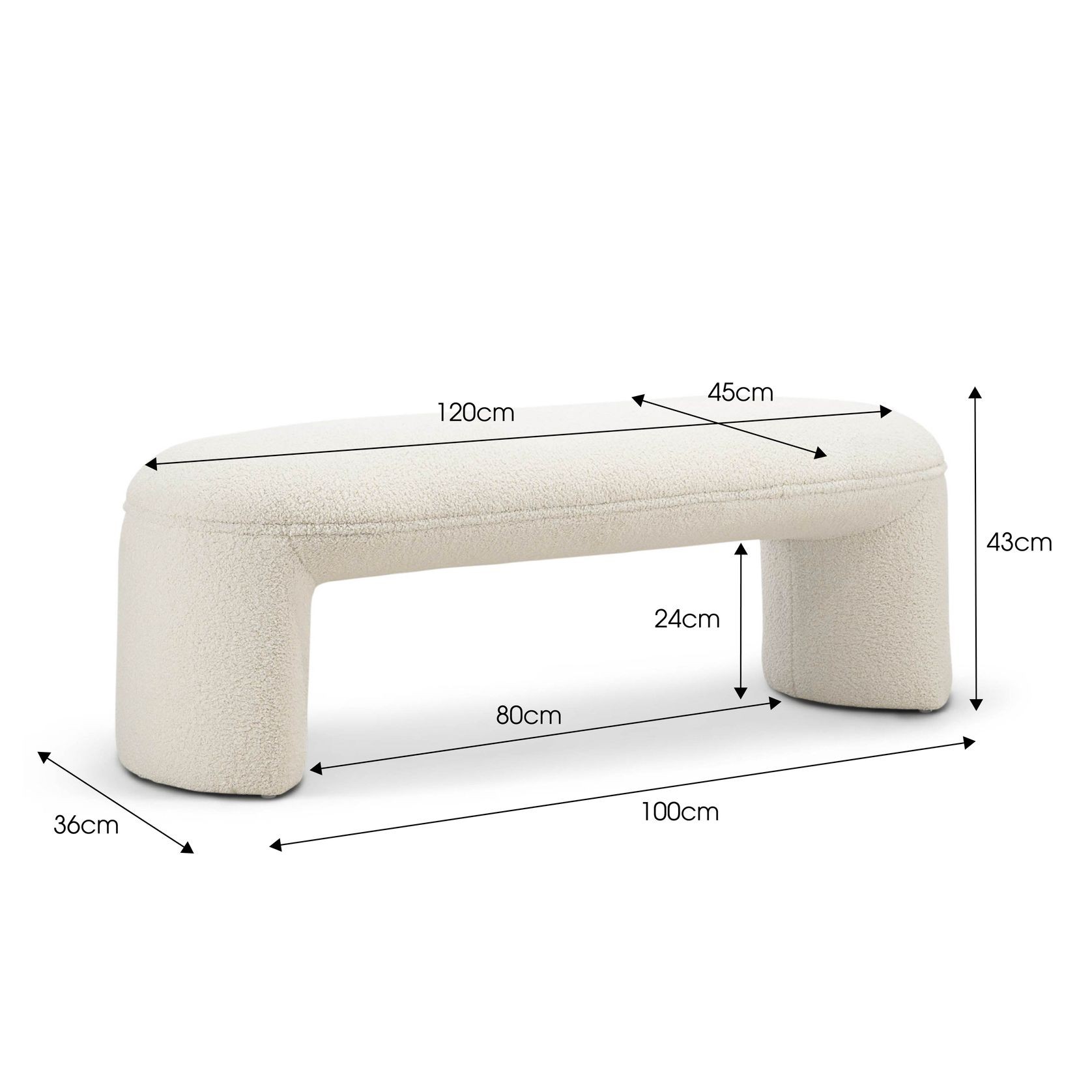 Remi 120cm Bench Seat | Teddy Cream gallery detail image