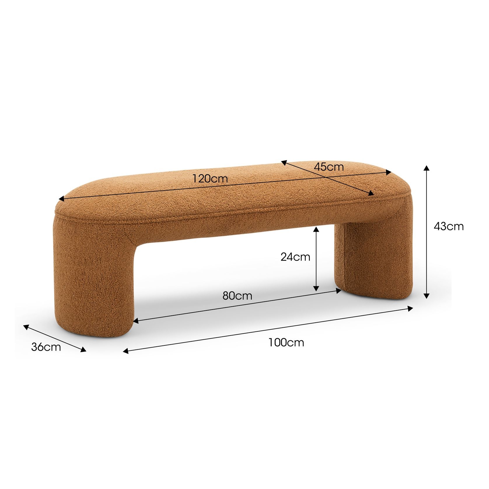 Remi 120cm Bench Seat | Teddy Rust gallery detail image