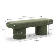 Nico 140cm Bench Seat | Moss Green gallery detail image