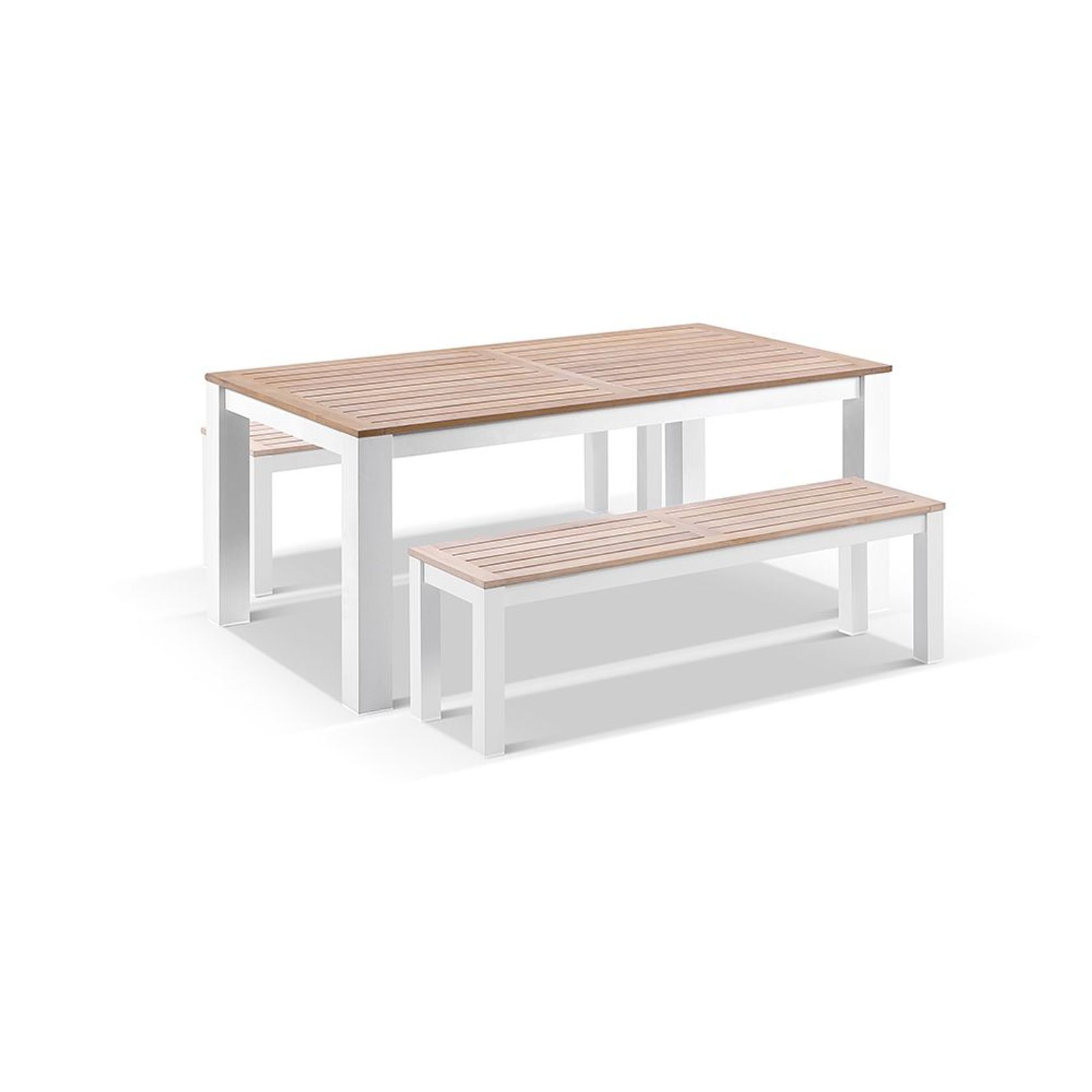 Balmoral 1.8m Teak Top Aluminium Table w/ 2 Bench Seats gallery detail image