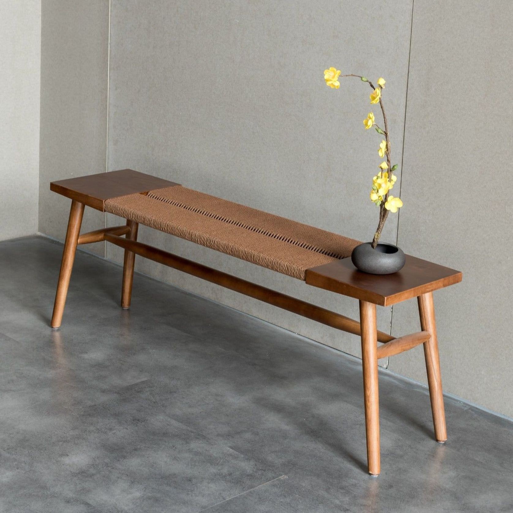 Japandi Rope Woven Dining Bench Woven gallery detail image