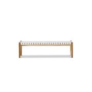 Lazie Leather Strapping Bench | Teak & White gallery detail image
