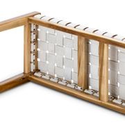 Lazie Leather Strapping Bench | Teak & White gallery detail image