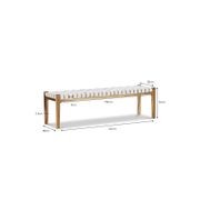 Lazie Leather Strapping Bench | Teak & White gallery detail image