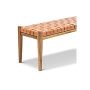 Lazie Leather Strapping Bench | Teak & Natural Tan gallery detail image