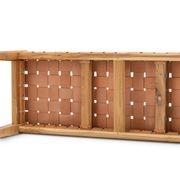Lazie Leather Strapping Bench | Teak & Natural Tan gallery detail image