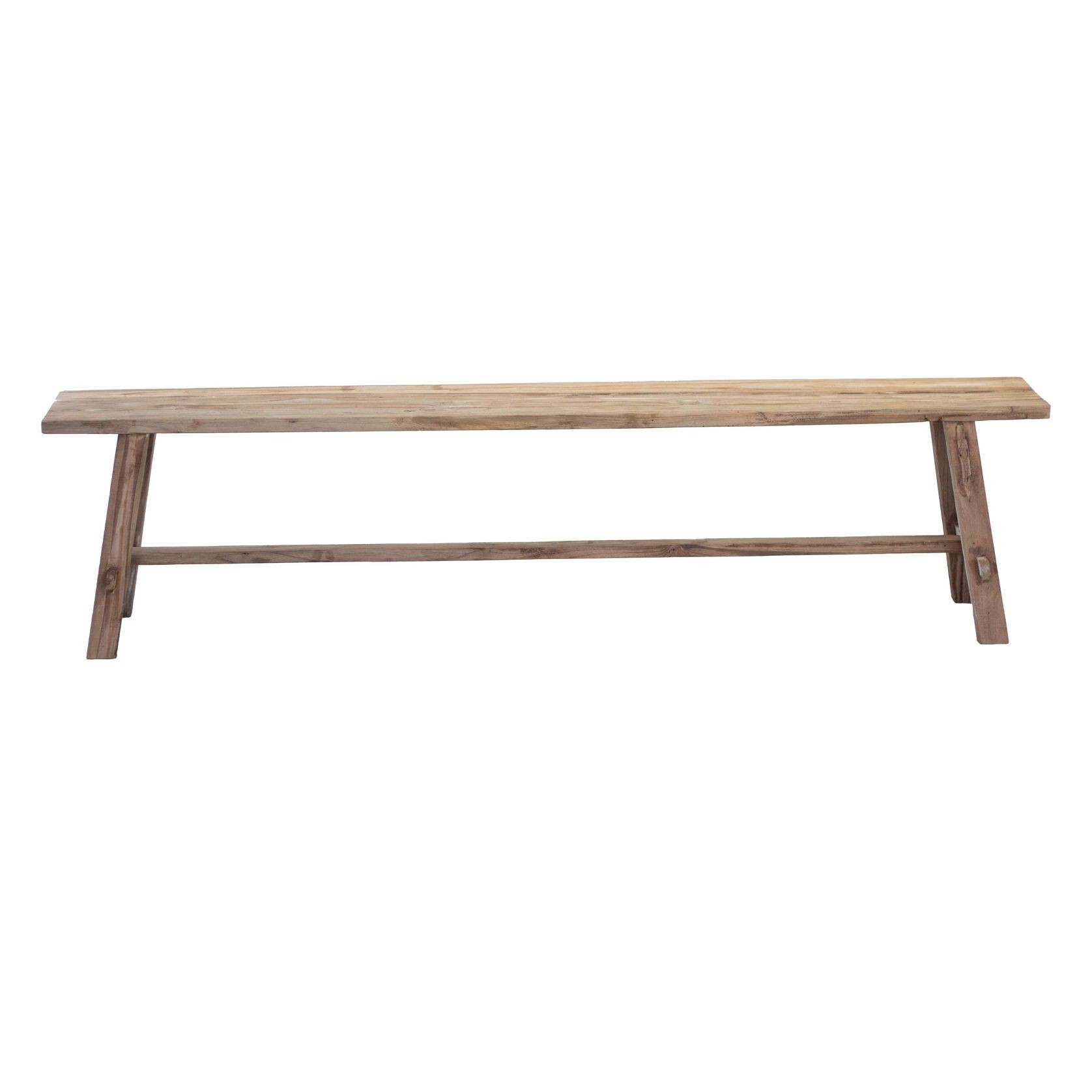 Rustico Reclaimed Teak Bench - Long, Natural gallery detail image