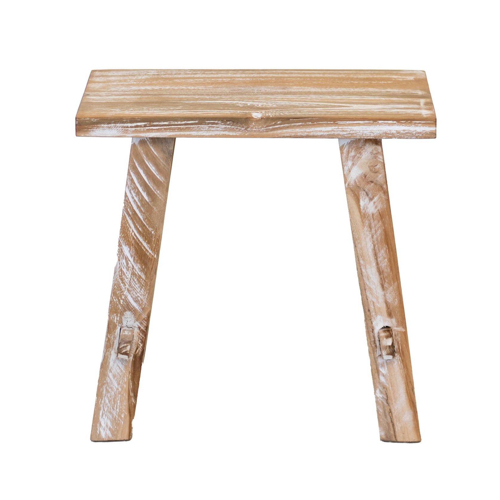 Rustico Reclaimed Teak Bench - Small, Whitewash gallery detail image