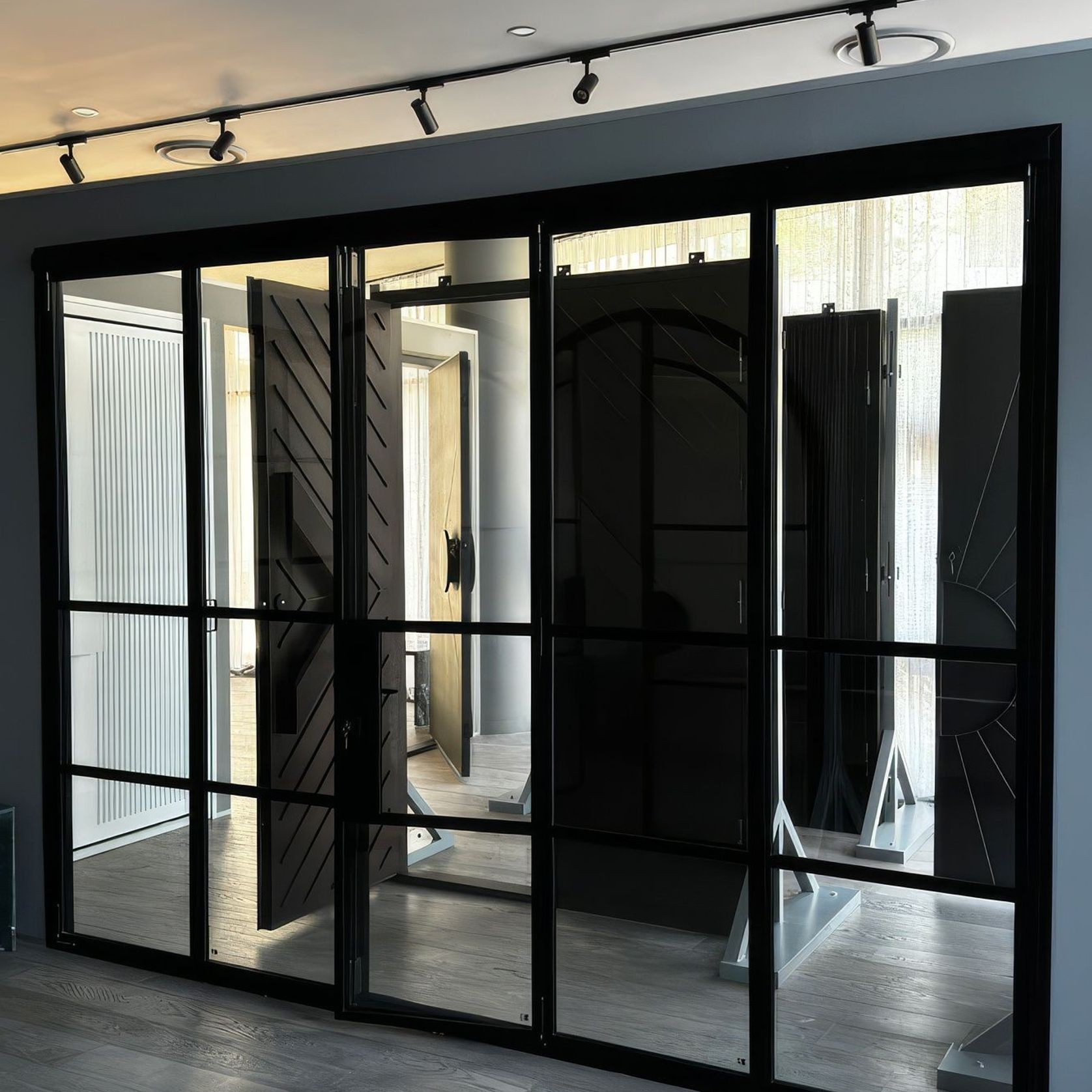 Steel Frame Glass Bifold Doors – Galvanised W40 Profile gallery detail image