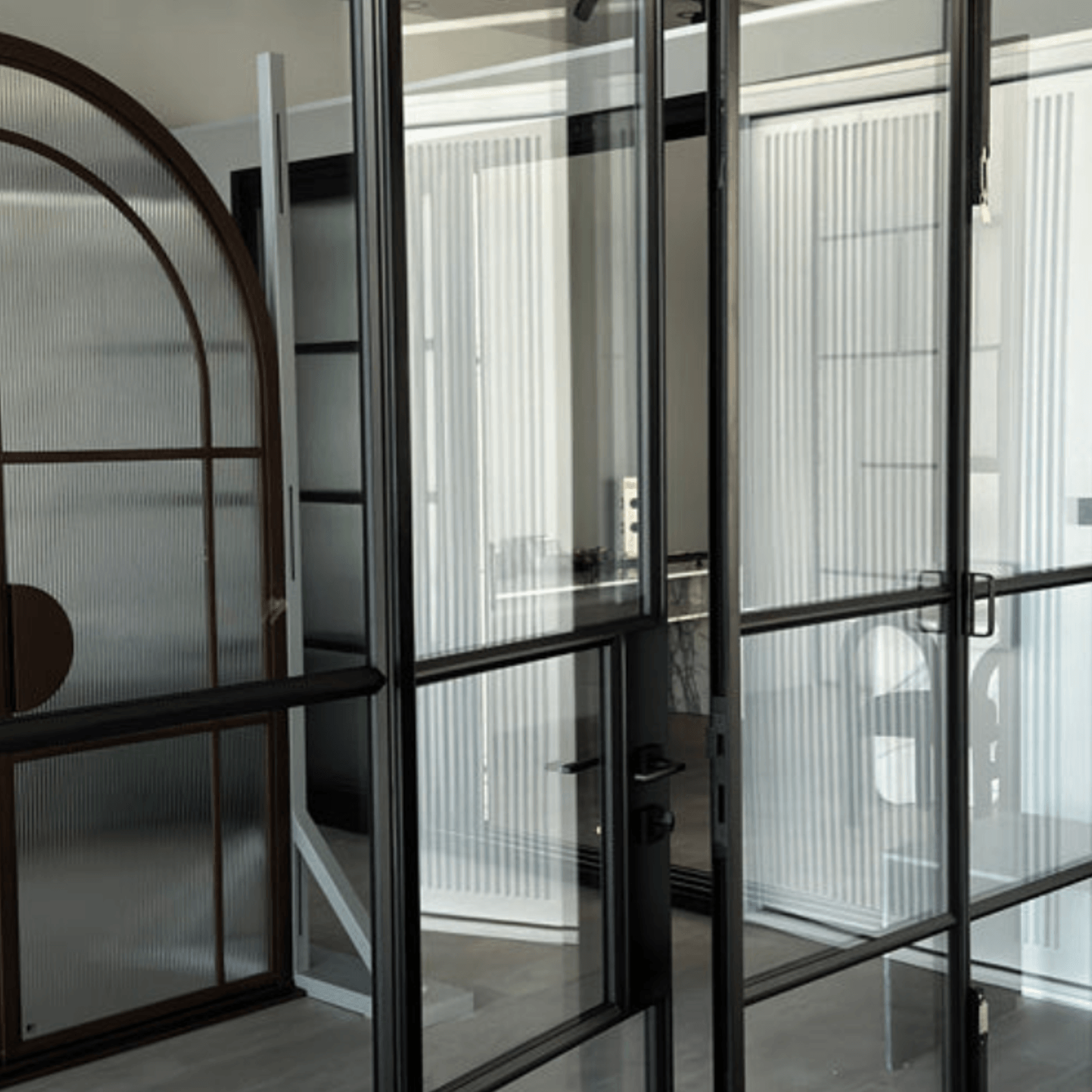 Steel Frame Glass Bifold Doors – Galvanised W40 Profile gallery detail image