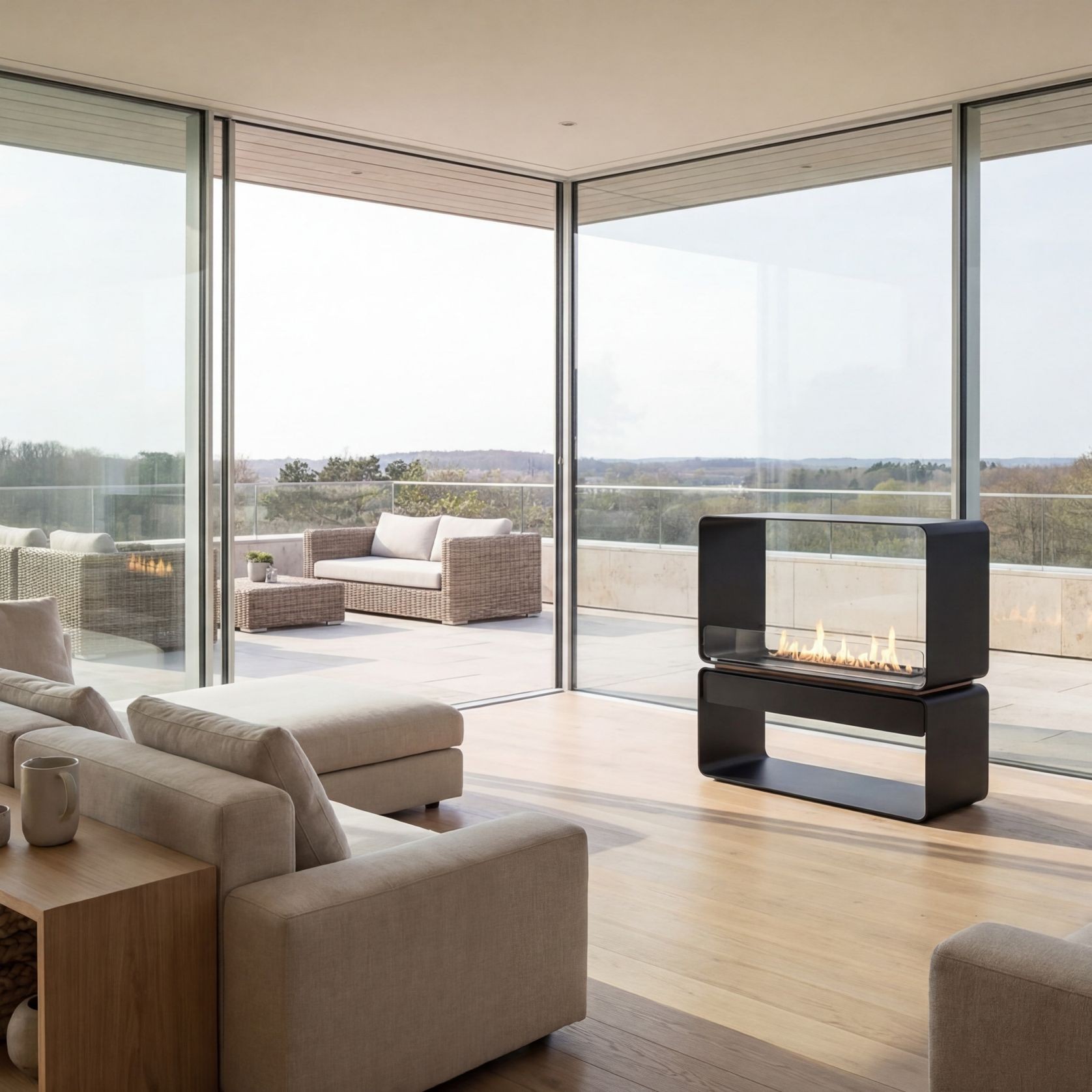 Decoflame Austin Freestanding BEV Net Zero Fireplace gallery detail image
