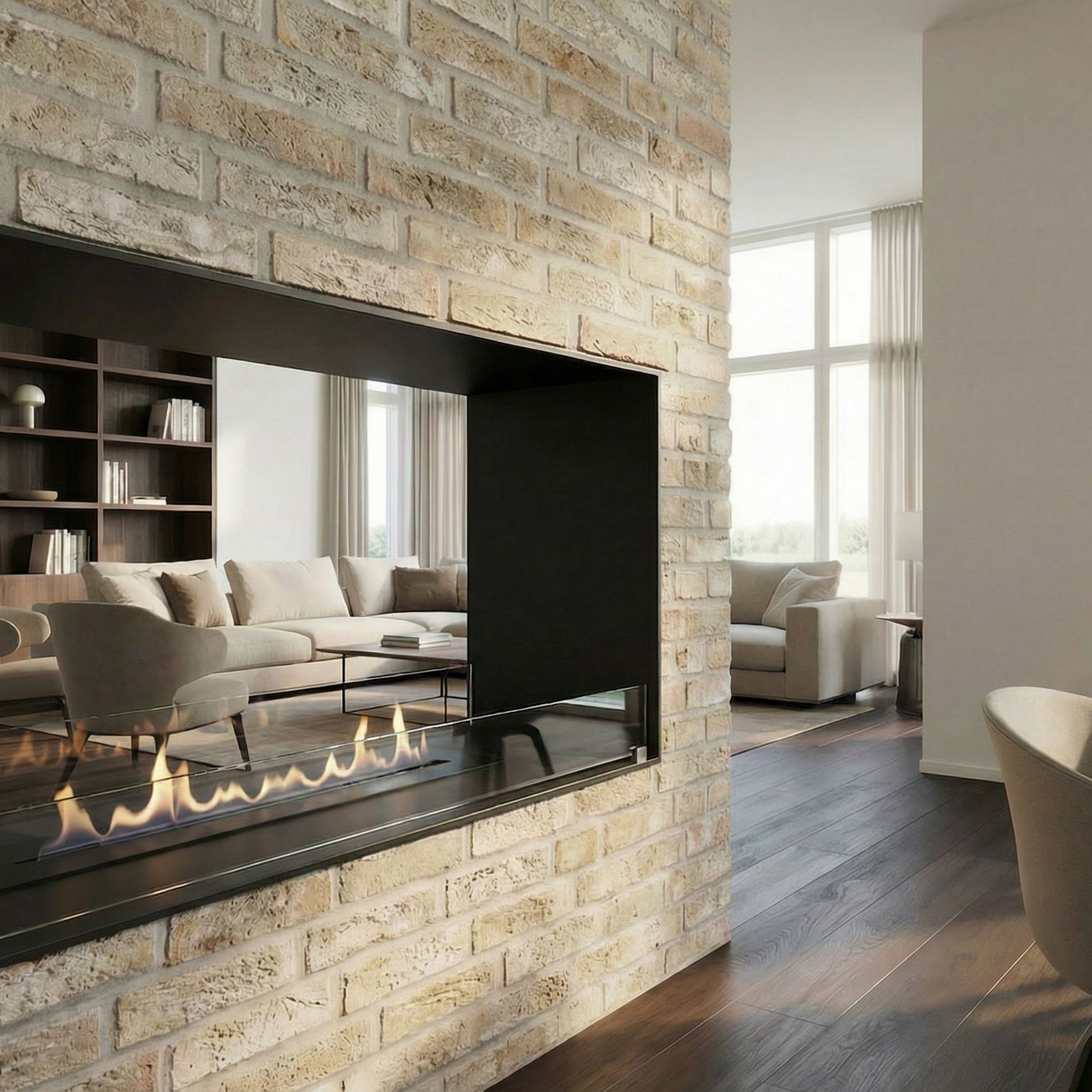 Decoflame Montreal See-Through BEV Net Zero Fireplace gallery detail image