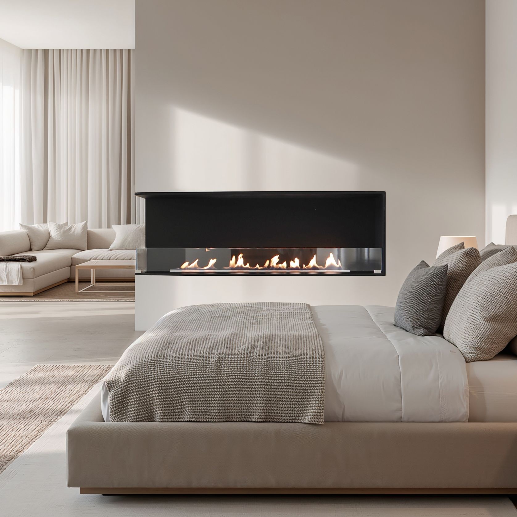 Decoflame Montreal Left Corner BEV Net Zero Fireplace gallery detail image