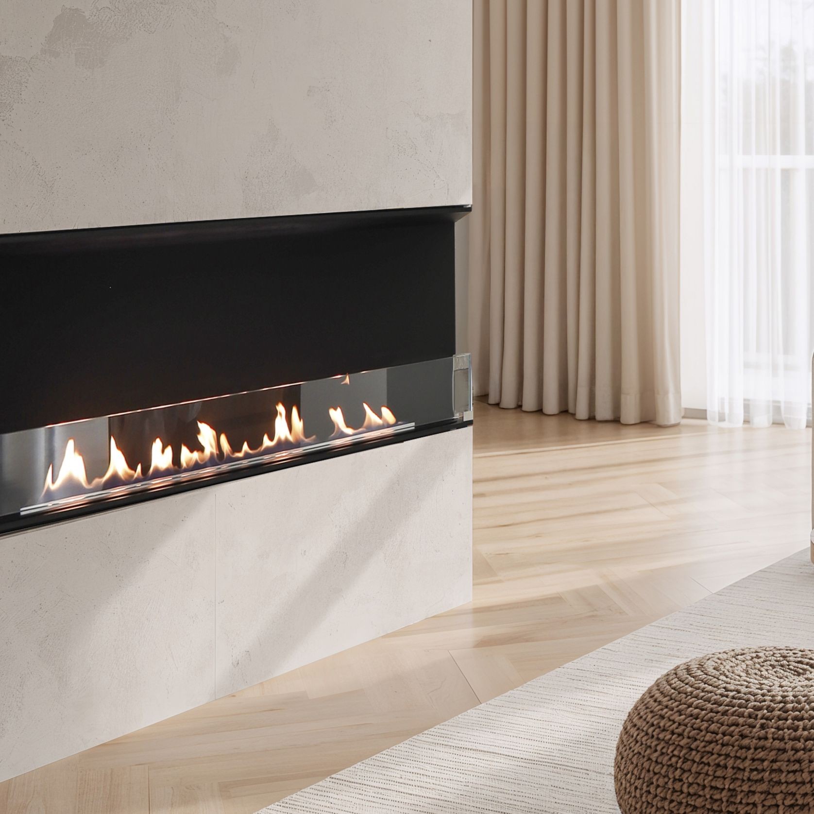 Decoflame Montreal Right Corner BEV Net Zero Fireplace gallery detail image