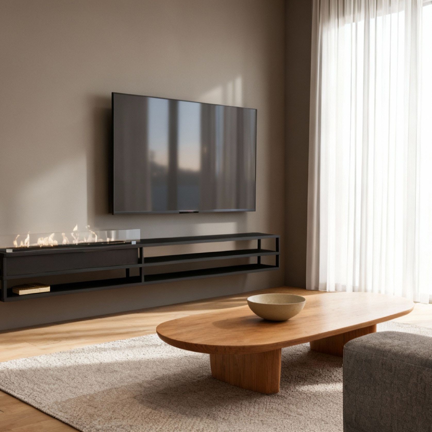 Decoflame Torino Wall Mounted BEV Net Zero Fireplace gallery detail image