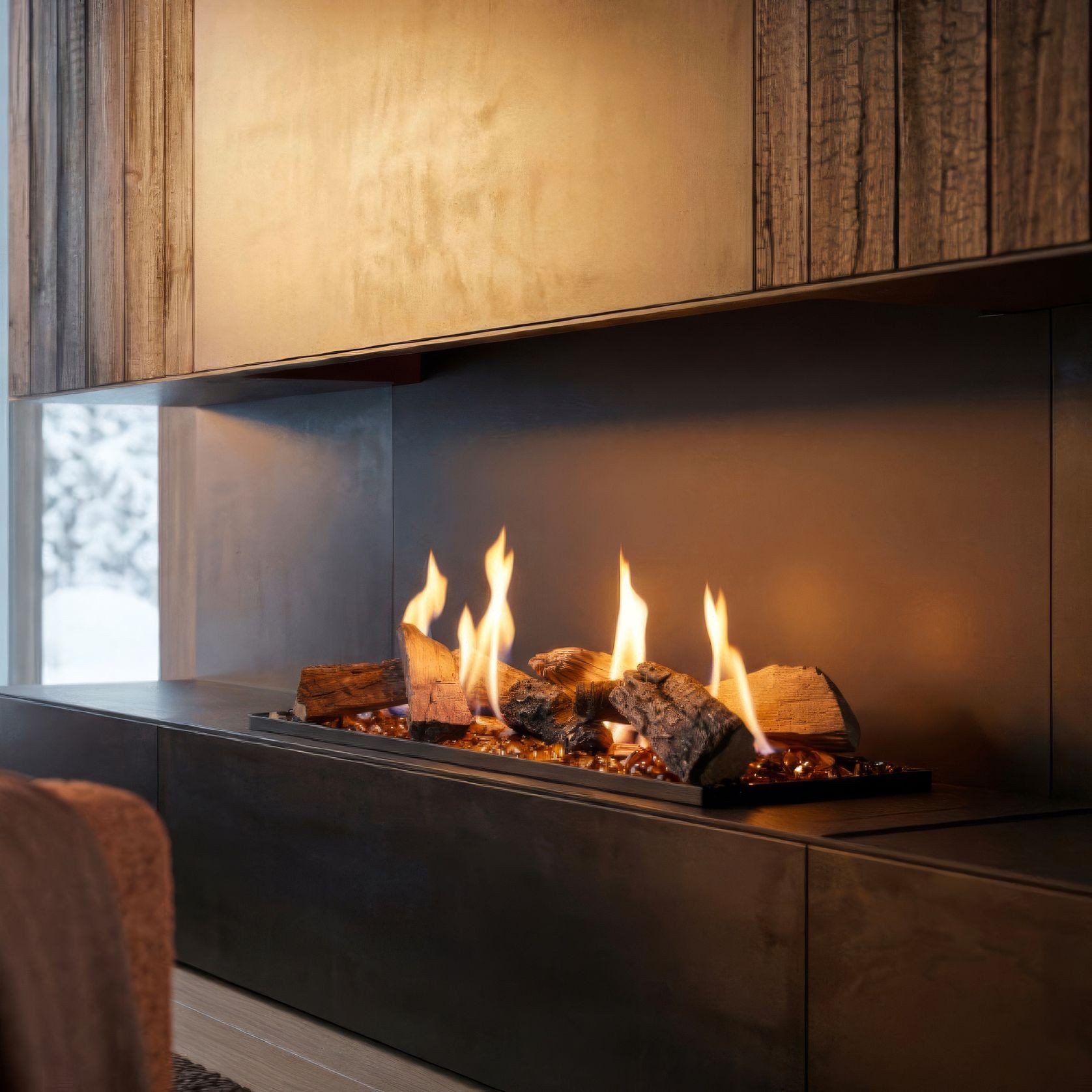 Decoflame BEV LogicWood Log Fireplace 20.5 Hr Burn Time gallery detail image