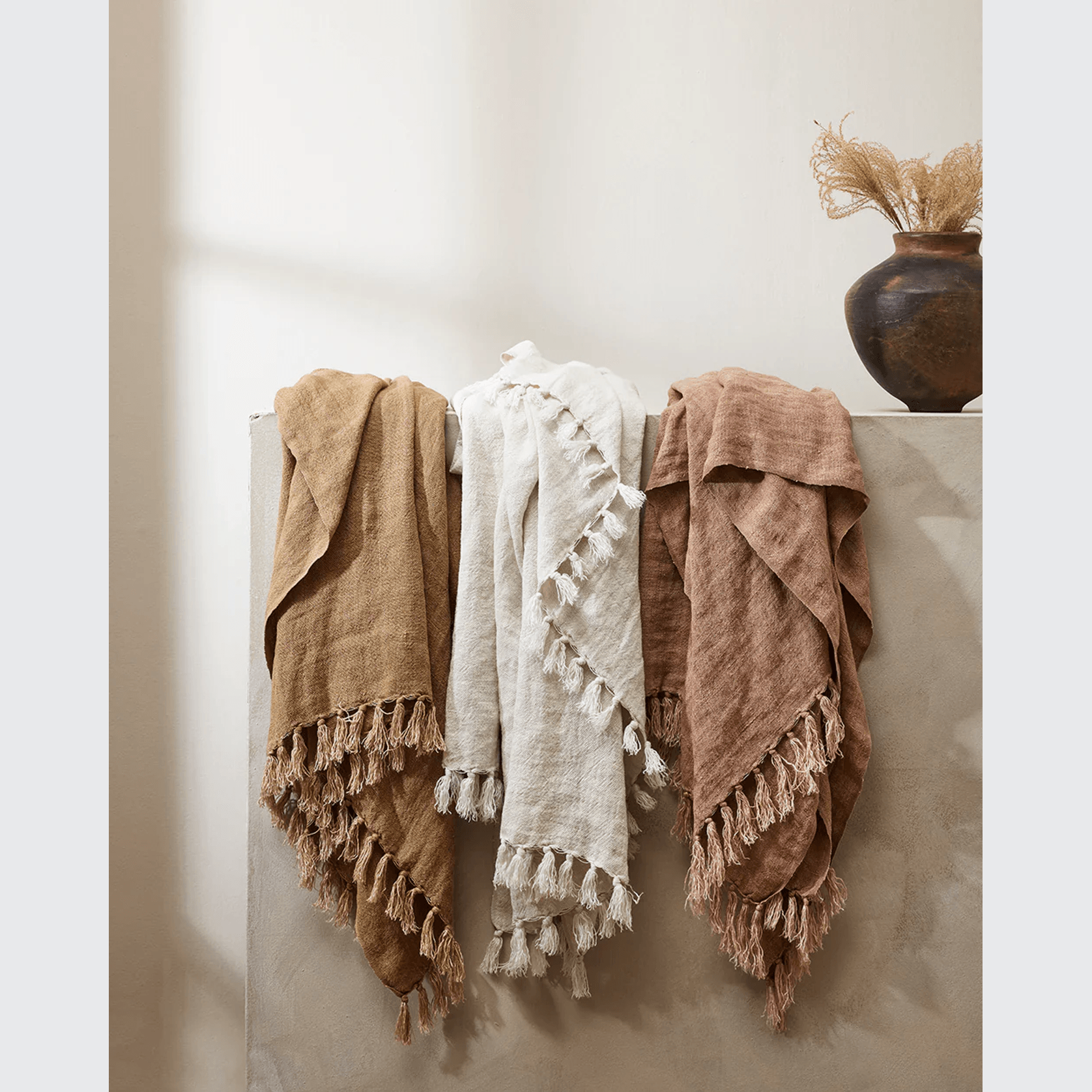 Baya Millhouse Throw - Clay | 100% Linen gallery detail image