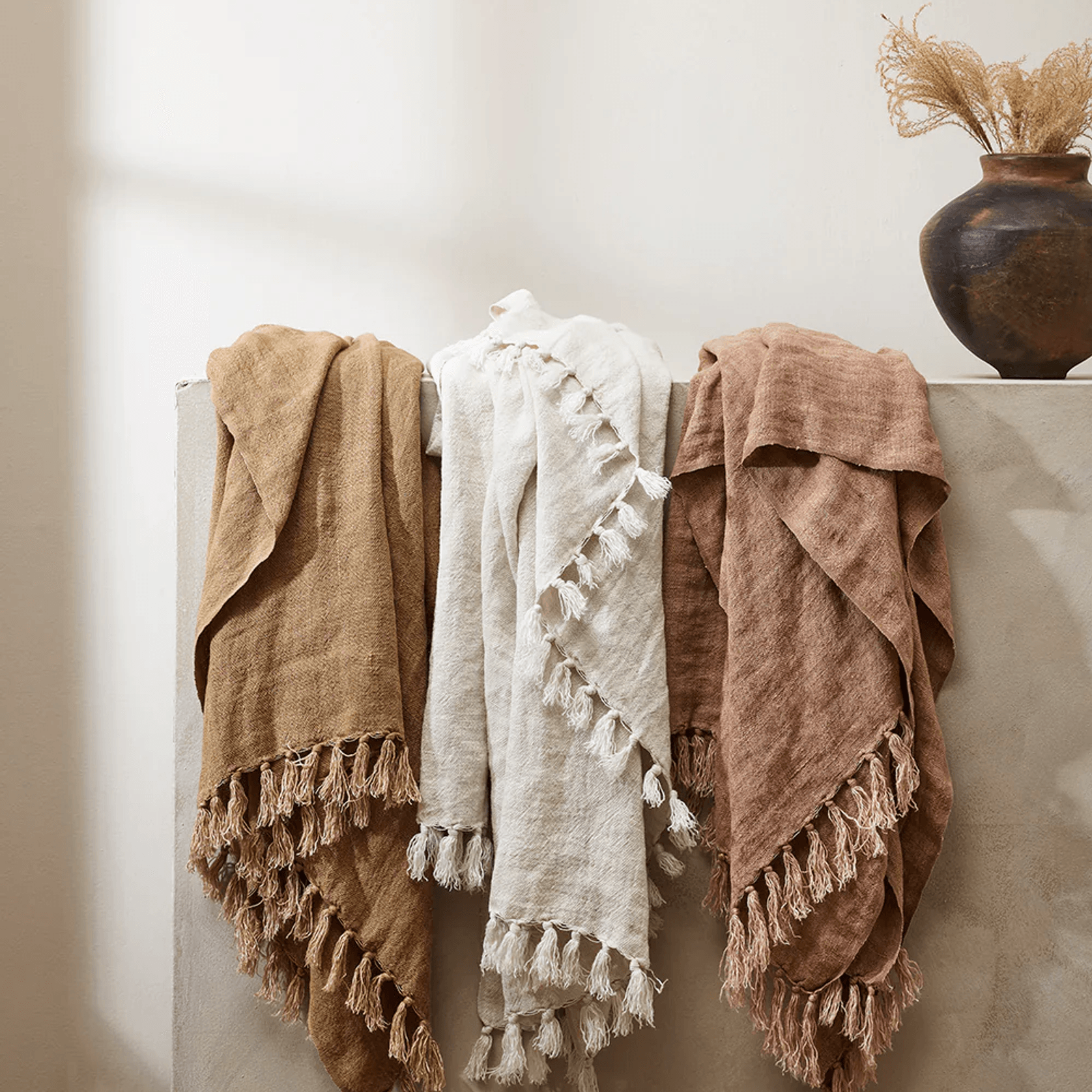 Baya Millhouse Throw - Clay | 100% Linen gallery detail image