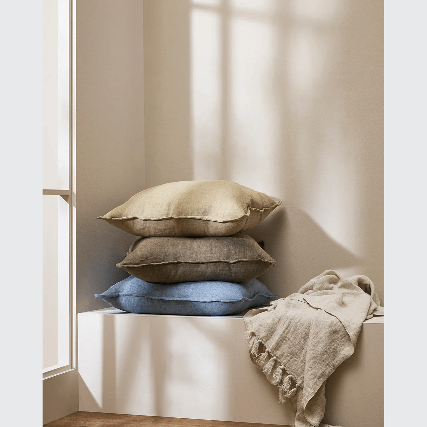 Baya Millhouse Throw - Almond | 100% Linen gallery detail image