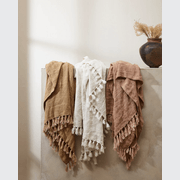 Baya Millhouse Throw - Almond | 100% Linen gallery detail image