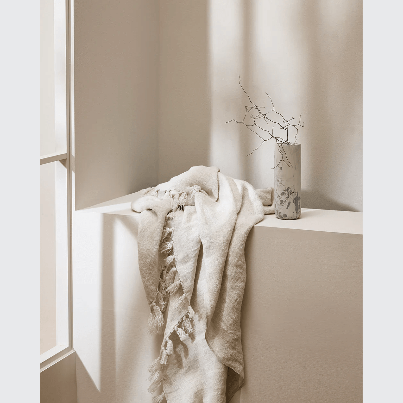 Baya Millhouse Throw - Almond | 100% Linen gallery detail image