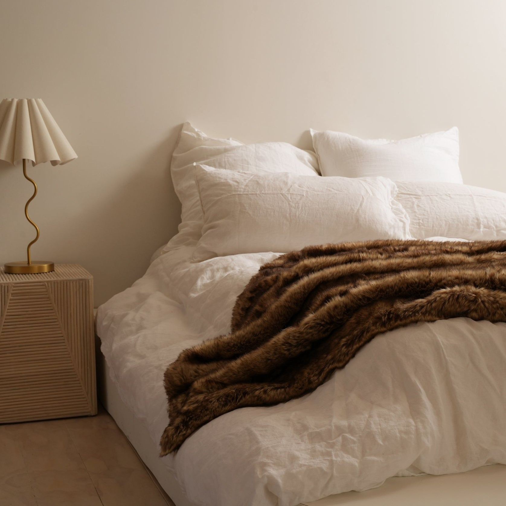 Vegan Fur Throw - Wolf gallery detail image