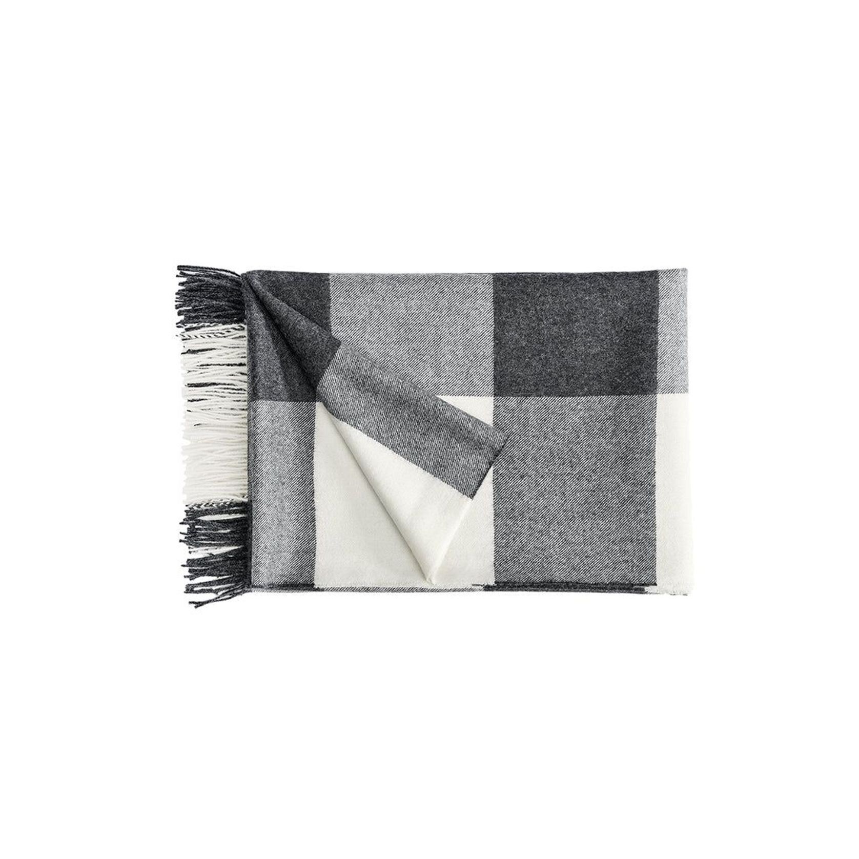 Fischbacher 1819 Alpaca Throw - Carre Black and White gallery detail image