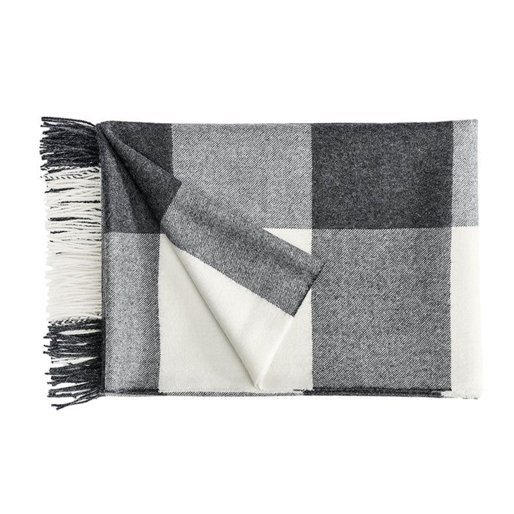 Fischbacher 1819 Alpaca Throw - Carre Black and White gallery detail image