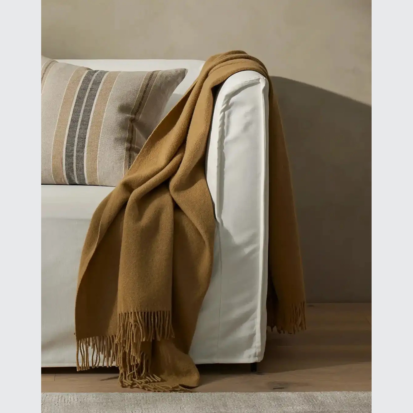 Weave Home Nevis Throw Blanket - Camel | NZ Lambswool gallery detail image