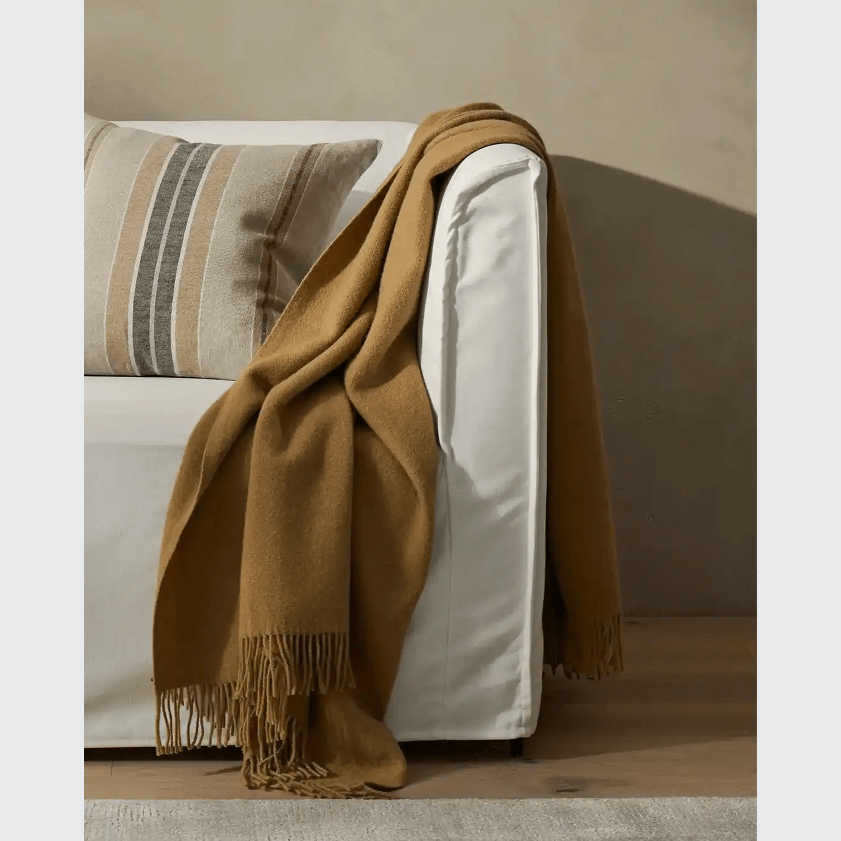 Weave Home Nevis Throw Blanket - Camel | NZ Lambswool gallery detail image