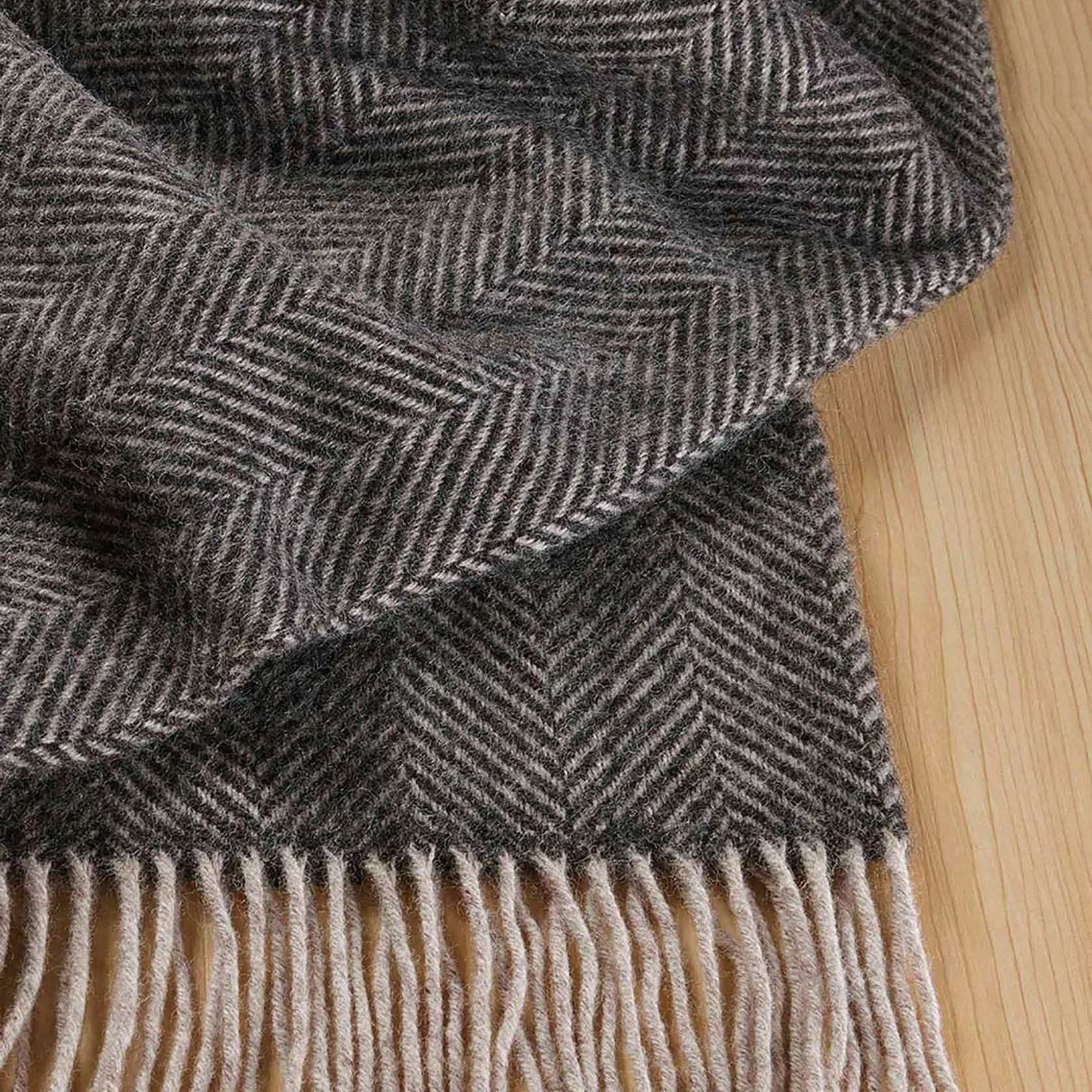 Weave Lerwick Throw Blanket - Charcoal | 100% Wool gallery detail image